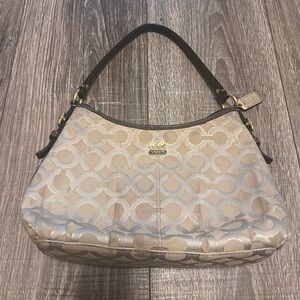 Coach Beige and Brown Shoulder Bag